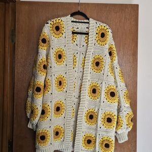 Sunflower Crochet Cardigan Sweater